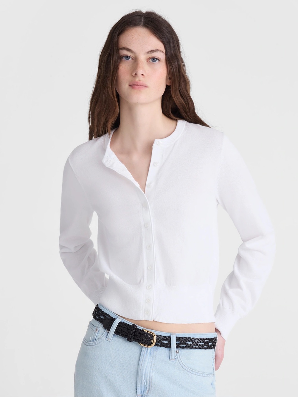 Madewell Button-Front Cardigan in 100% Cotton
